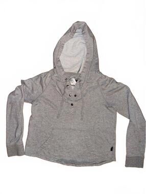 Patagonia women’s lightweight grey hoodie snap button organic cotton sz S cabin